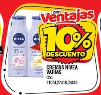 Supermercados Yaguar 10% Descuento Cremas Nivea Varias oferta