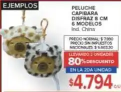 Carrefour Peluche capibara disfraz 8 cm 6 modelos oferta