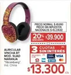 Carrefour Stromberg - auricular vincha bt mod. suad naranja oferta