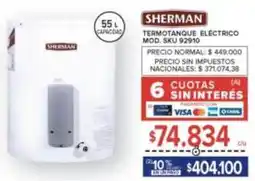 Carrefour Sherman - termotanque eléctrico mod. sku 92910 oferta