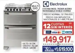 Carrefour Electrolux - cocina mod. 760xr acero inoxidable doble horno oferta