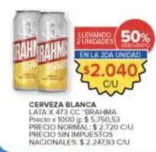 Carrefour Brahma - cerveza blanca lata oferta