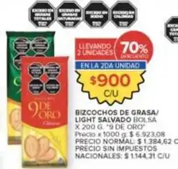 Carrefour 9 de oro - bizcochos de grasa/light salvado oferta