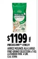 Supermercados Yaguar Molinos ala - arroz molinos ala largo fino grano selecto x 1 kg cód. 8389914 oferta