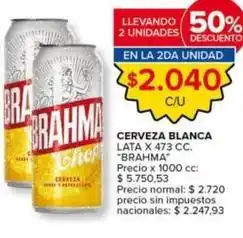 Carrefour Market Brahma - cerveza blanca lata oferta