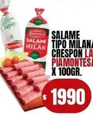Supermercados Mariano Max Piamontesa - salame tipo milan crespon oferta