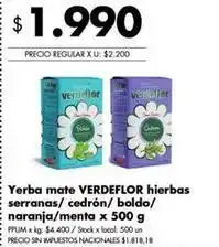 Disco Verdeflor - yerba mate hierbas serranas/ cedrón/ boldo/ naranja/ menta oferta