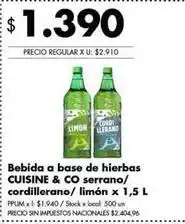 Disco Bebida a base de hierbas serrano/cordillerano/limón oferta