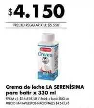 Disco La serenísima - crema de leche para batir oferta