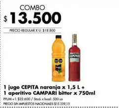 Disco 1 jugo naranja + 1 aperitivo bitter oferta