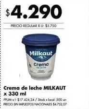 Disco Milkaut - crema de leche oferta