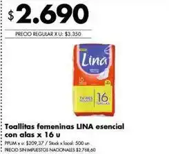Disco Lina - toallitas femeninas con alas oferta