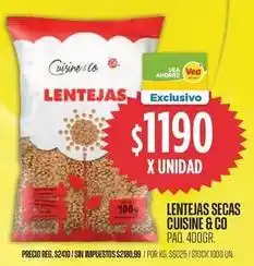 Supermercados Vea Cuisine - lentejas secas oferta