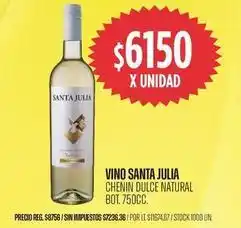 Supermercados Vea Santa julia - chenin dulce natural bot oferta