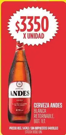 Supermercados Vea Andes - cerveza blanca retornable oferta