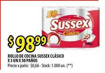 Punto Mayorista Rollo De Cocina Sussex Clásico X 3 Un X 50 Paños oferta