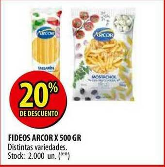Punto Mayorista Fideos Arcor X 500 Gr oferta