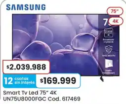 Coto Samsung smart tv led 75" 4k oferta