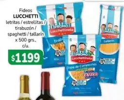 El Solar Supermercados Lucchetti fideos letritas estrellitas tirabuzón spaghetti tallarín oferta