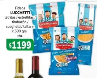 Lucchetti fideos letritas estrellitas tirabuzón spaghetti tallarín