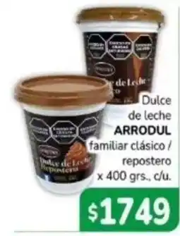 El Solar Supermercados Arrodul dulce de leche familiar clásico / repostero oferta