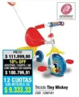 Rio Shop Deco Unibike triciclo tiny mickey oferta