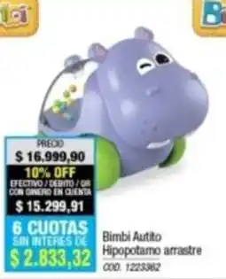 Rio Shop Deco Bimbi Autito Hipopotamo arrastre oferta