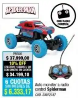 Rio Shop Deco Spiderman auto monster a radio control oferta