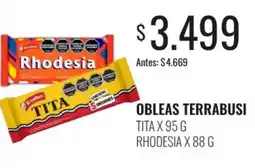 Supermercados Tadicor Terrabusi obleas tita x 95 g rhodesia x 88 g oferta