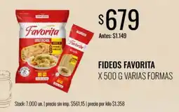 Supermercados Tadicor Favorita fideos oferta