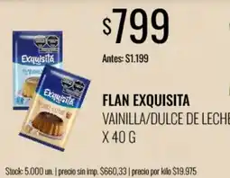 Supermercados Tadicor Exquisita flan vainilla/dulce de leche oferta