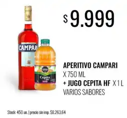 Supermercados Tadicor Campari aperitivo + jugo cepita hf oferta