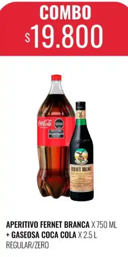 Supermercados Tadicor Fernet branca aperitivo + gaseosa coca cola regular/zero oferta