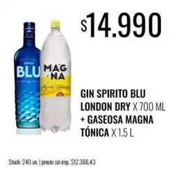 Supermercados Tadicor Spirito blu gin london dry + gaseosa magna tónica oferta