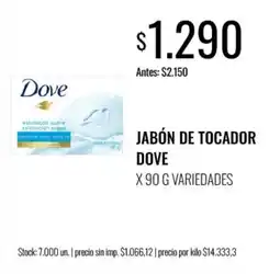 Supermercados Tadicor Dove jabón de tocador oferta