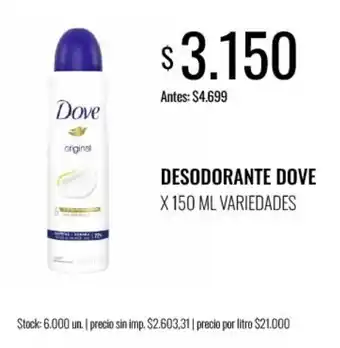 Supermercados Tadicor Dove desodorante oferta