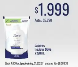 Supermercados Tadicor Dove jabones líquidos oferta