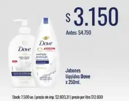 Supermercados Tadicor Dove jabones líquidos oferta