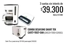 Supermercados Tadicor Smart tek combo desayuno cafet+tost+san oferta