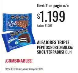 Super MAMI Alfajores triple pepitos!/oreo/milka/shot/terrabusix un oferta