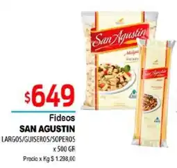 Supermercados Top San agustin fideos largos/guiseros/soperos oferta