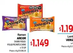 Supermercados Top Arcor ramen sabor pollo/pollo picante/carne oferta