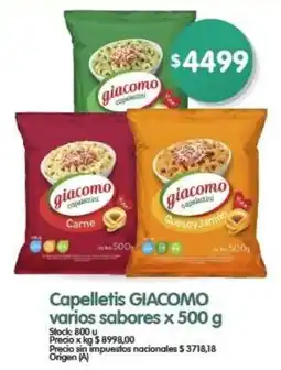 Supermercados Buenos Días Giacomo capelletis varios sabores oferta