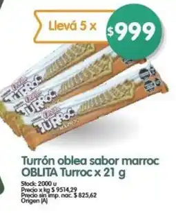 Supermercados Buenos Días Oblita turrón oblea sabor marroc oferta