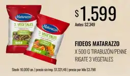 Super MAMI Matarazzo fideos x 500 g tirabuzón/penne rigate 3 vegetales oferta