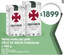 Supermercados Buenos Días Cruz de Malta yerba mate con palo oferta