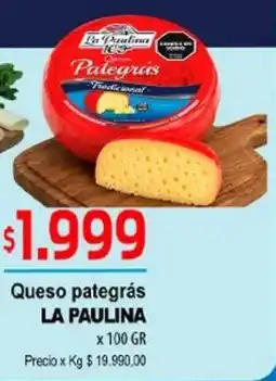 Supermercados Top La paulina queso pategrás oferta