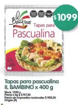 Supermercados Buenos Días Il bambino tapas para pascualina oferta