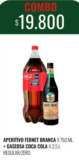 Super MAMI Fernet branca aperitivo + gaseosa coca cola regular/zero oferta