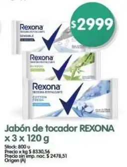 Supermercados Buenos Días Rexona jabón de tocador oferta